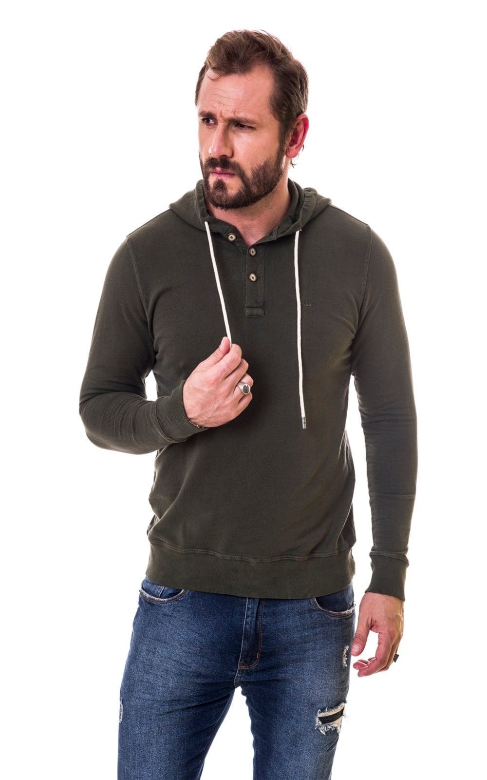 Vista 2 Moletom Aburguesia Slim Fit Militar Alfaiataria Burguesia verde