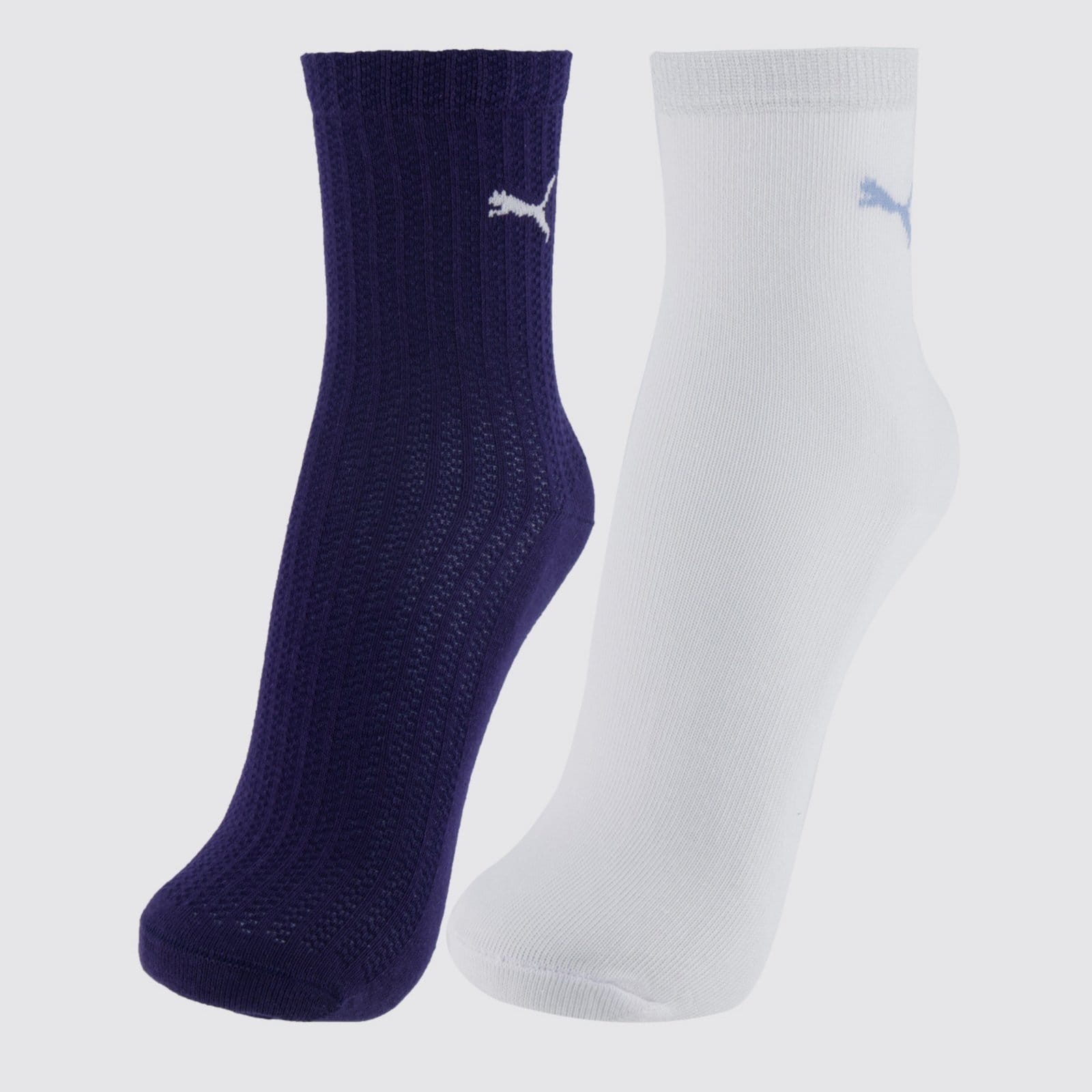 Kit Meia Puma Cano Médio 2 Pares Feminina Branca e