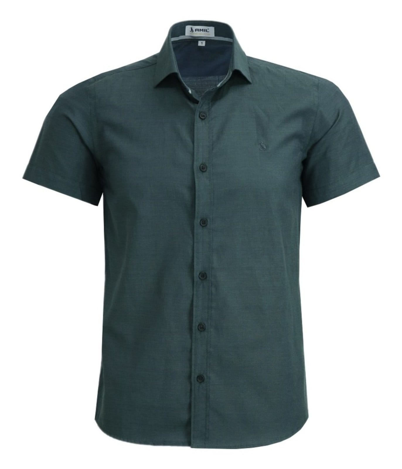 Camisa Social Amil Comfort Wait Algodão com Poliéster Mesclado Manga Curta Luxo Militar