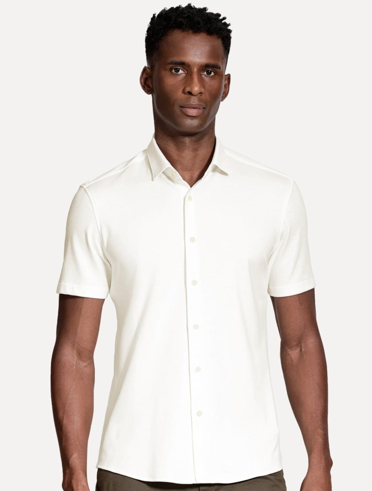 Camisa Aramis Masculina Manga Curta Slim Mista Italia Off White