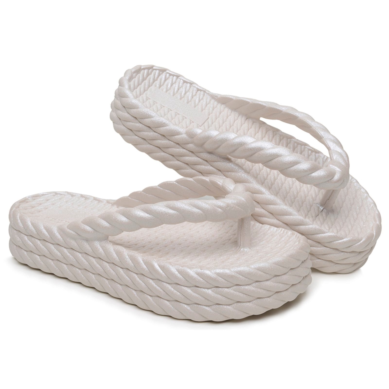 Chinela Feminina Flatform A. Andrade Sandália Casual Plataforma Trança Elegante Metalizado