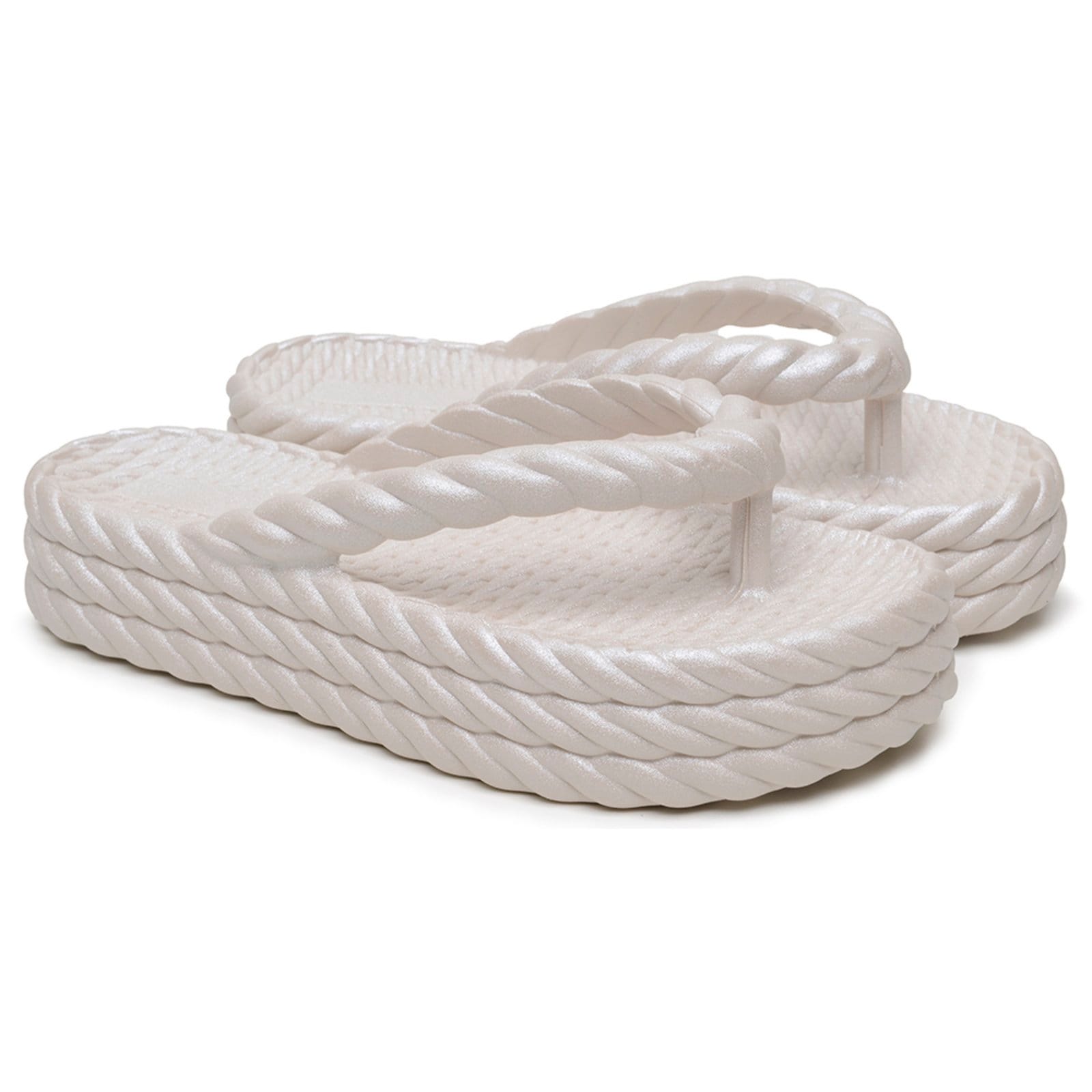 Vista 2 Chinela Feminina Flatform A. Andrade Sandália Casual Plataforma Trança Elegante Metalizado Veritimo prata