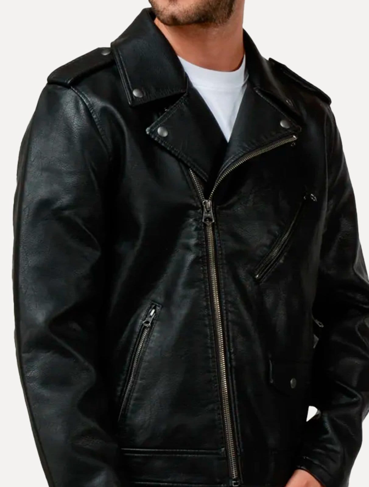 Vista 2 Jaqueta Levis Masculina Couro Standart Asym Motorcycle Preta Levis preto