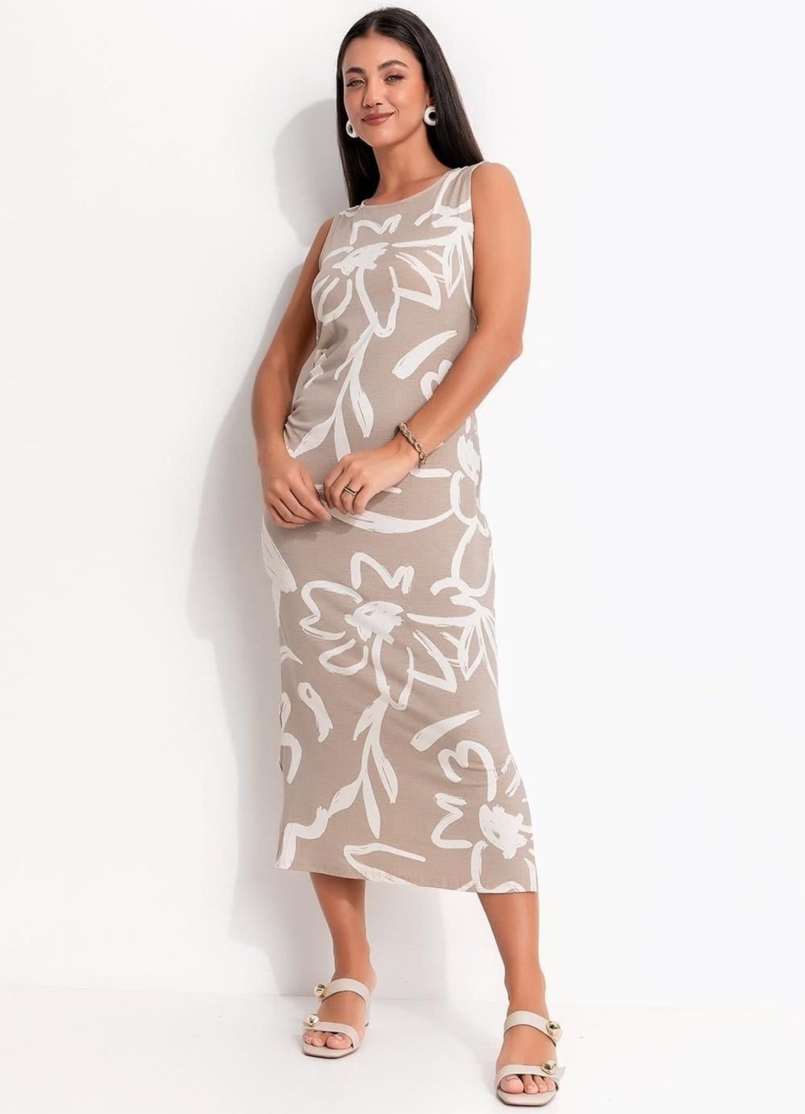 Vestido Em Malha De Viscose Quintess Floral