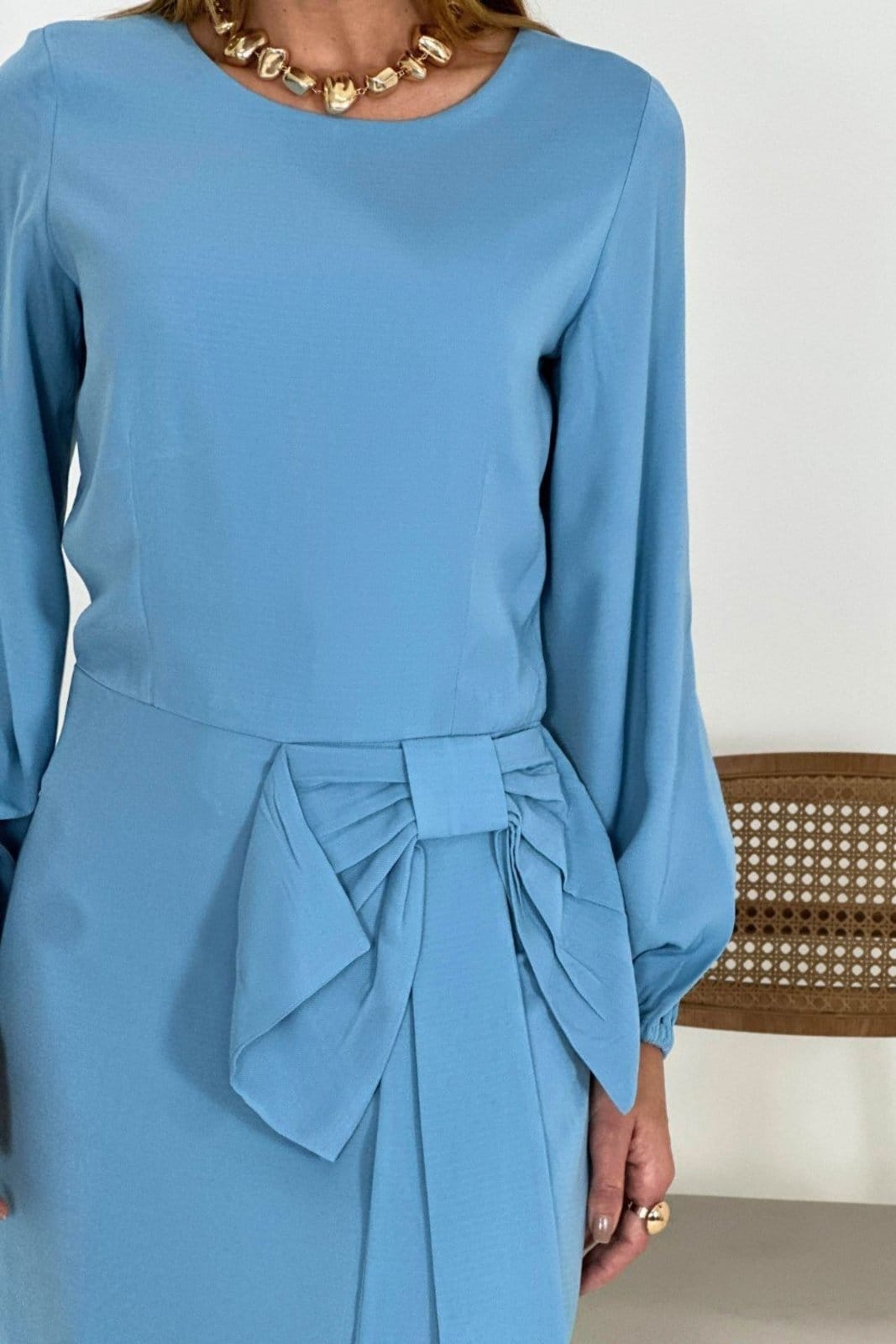 Vista 2 Vestido Vanibele Laço Vanibele azul