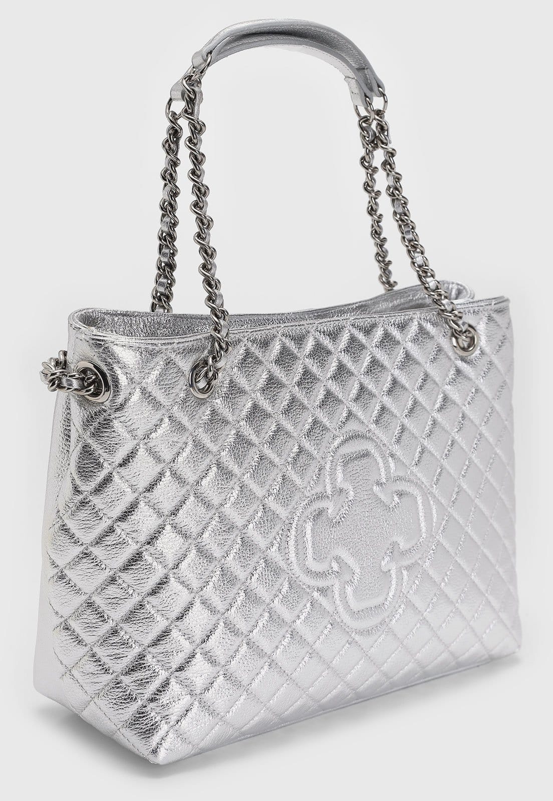 Vista 2 Bolsa Tiracolo Feminina Capodarte Alça Corrente Matelassê Capodarte prata