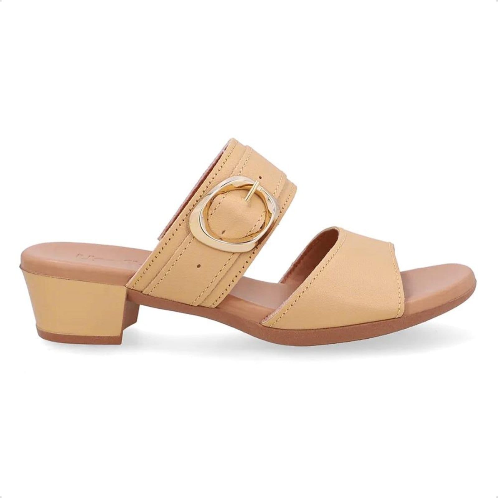 Tamanco Usaflex Feminino Salto Bloco Couro Fivela UD12001