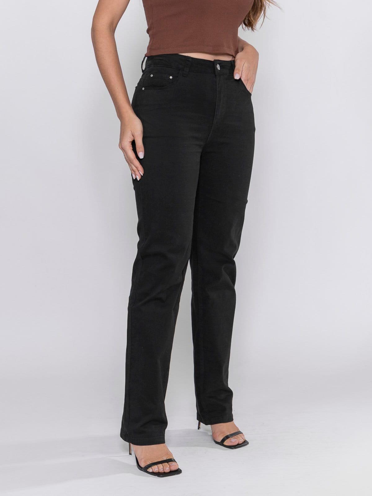 Vista 2 Calça Feminina Reta com Bolso Crocker - 50589 Crocker preto