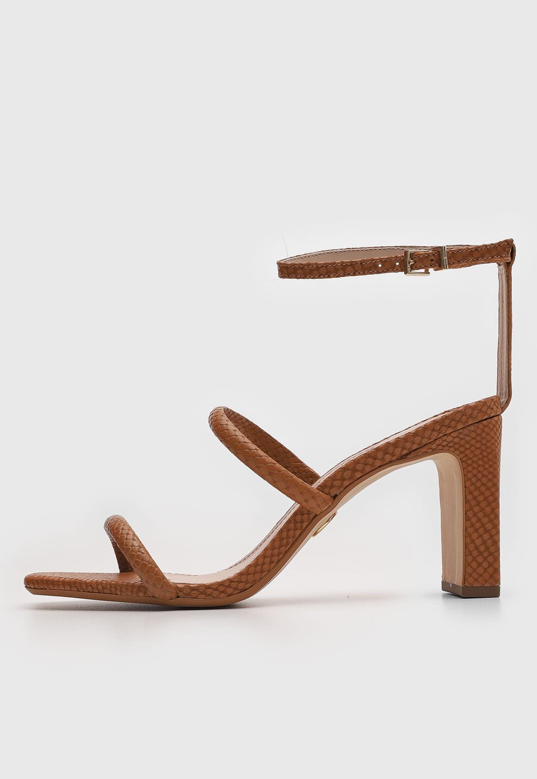Sandália Feminina Jorge Bischoff Salto Bloco Textura Snake