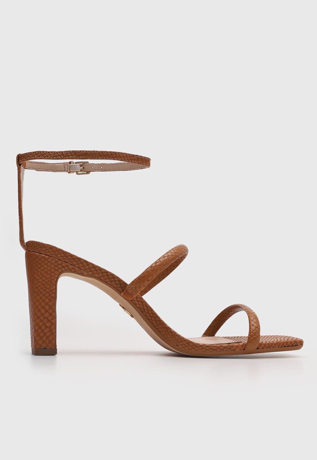Vista 2 Sandália Feminina Jorge Bischoff Salto Bloco Textura Snake Jorge Bischoff caramelo