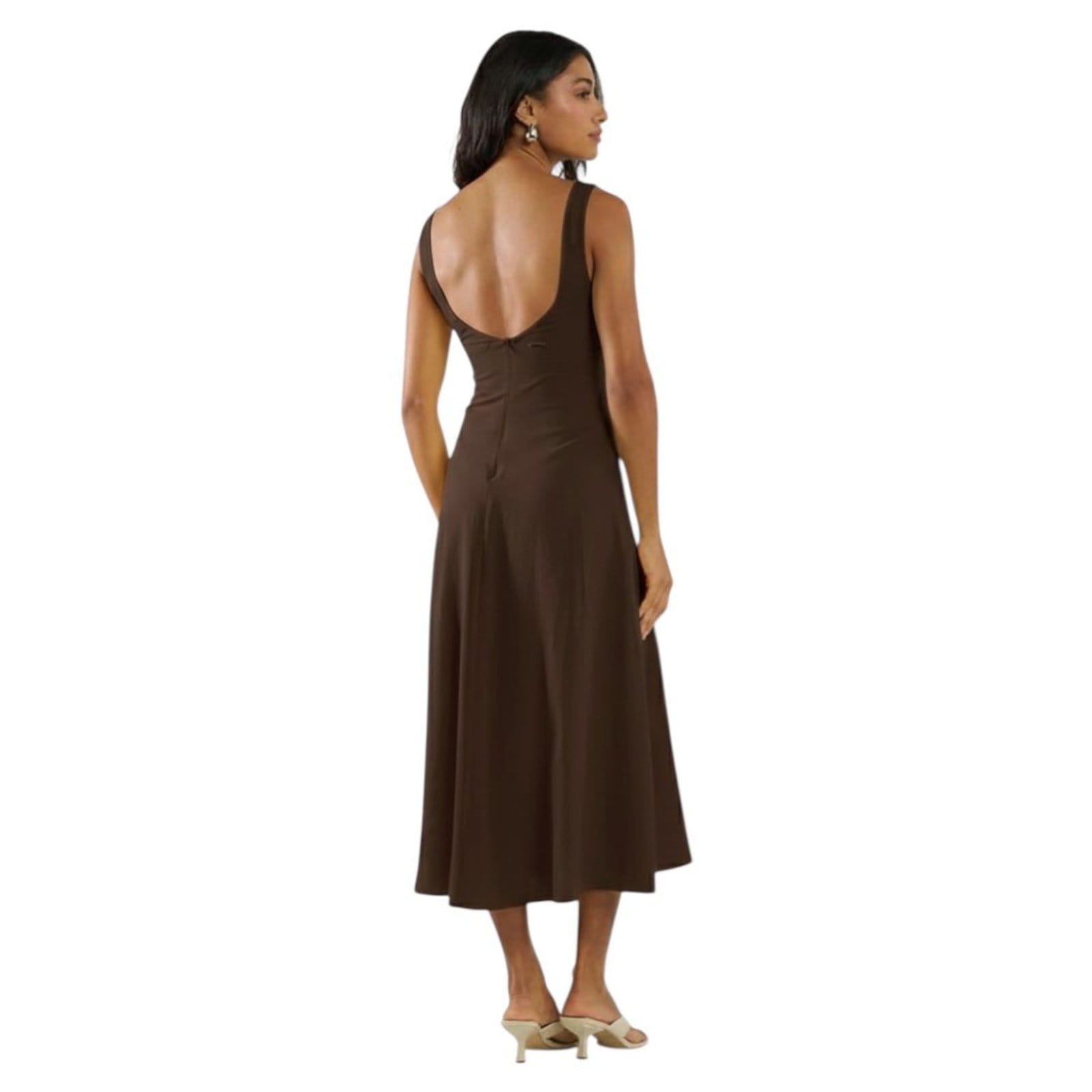 Vista 2 Vestido Midi Comfort Com Fenda Colcci CLC Truffle Colcci CLC marrom