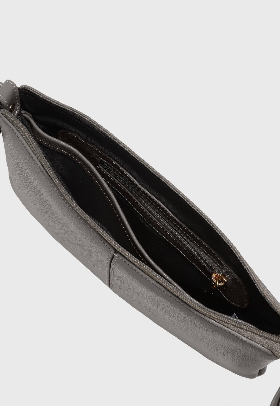 Vista 2 Bolsa Transversal Couro Mariart Girassol Cinza Mariart preto