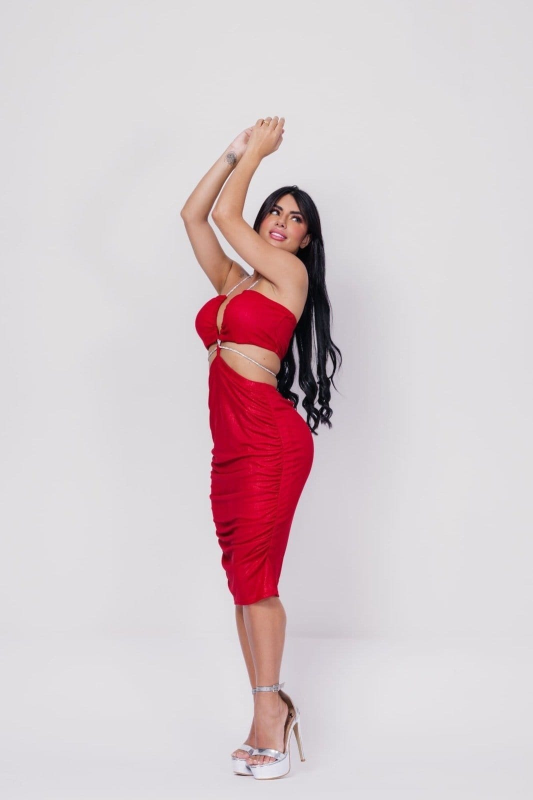 Conjunto Top e Saia Midi Amarração Metalizadado Solange