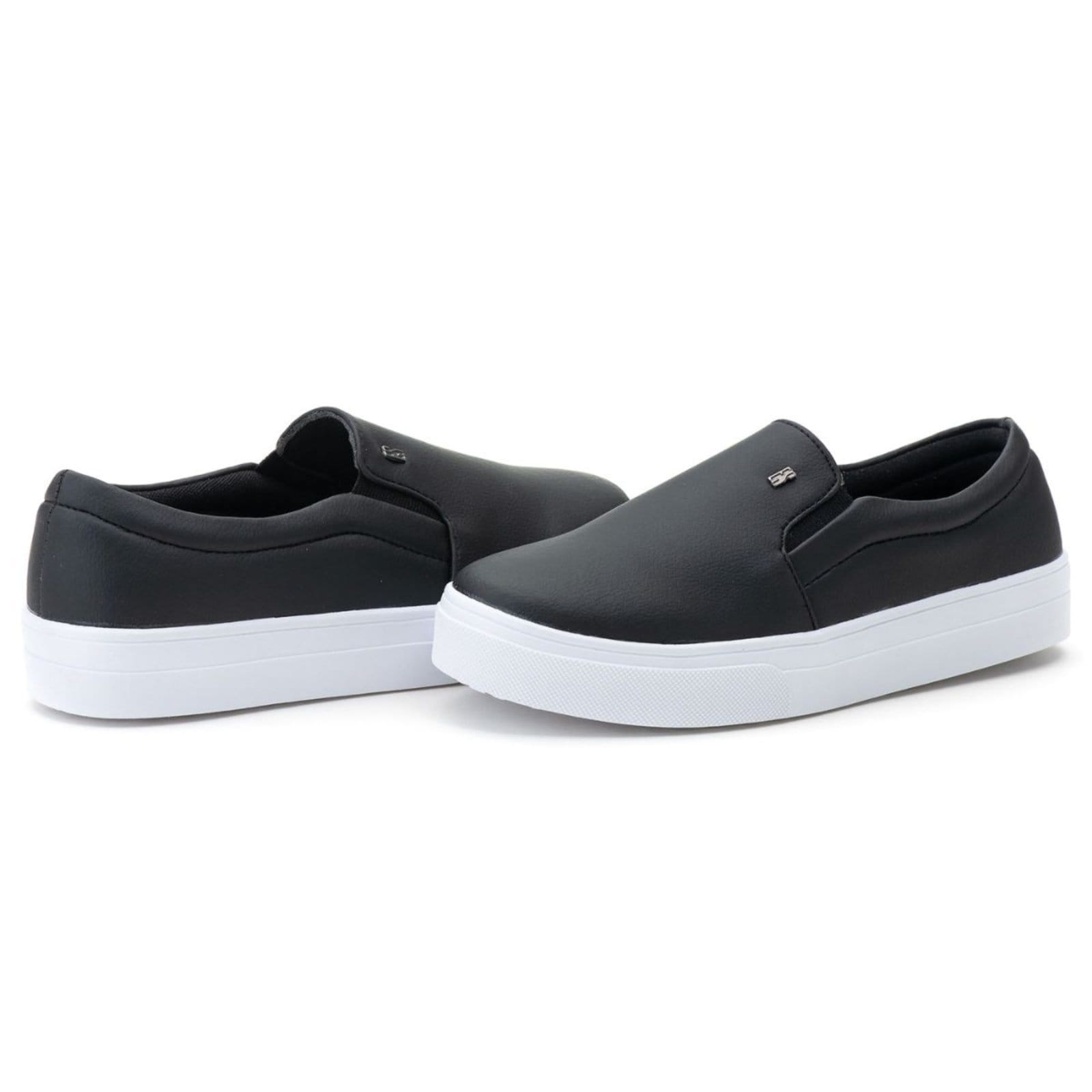 Vista 2 Slip On Feminino Iate Casual Estilo Shoes Calce Fácil Estilo Shoes preto