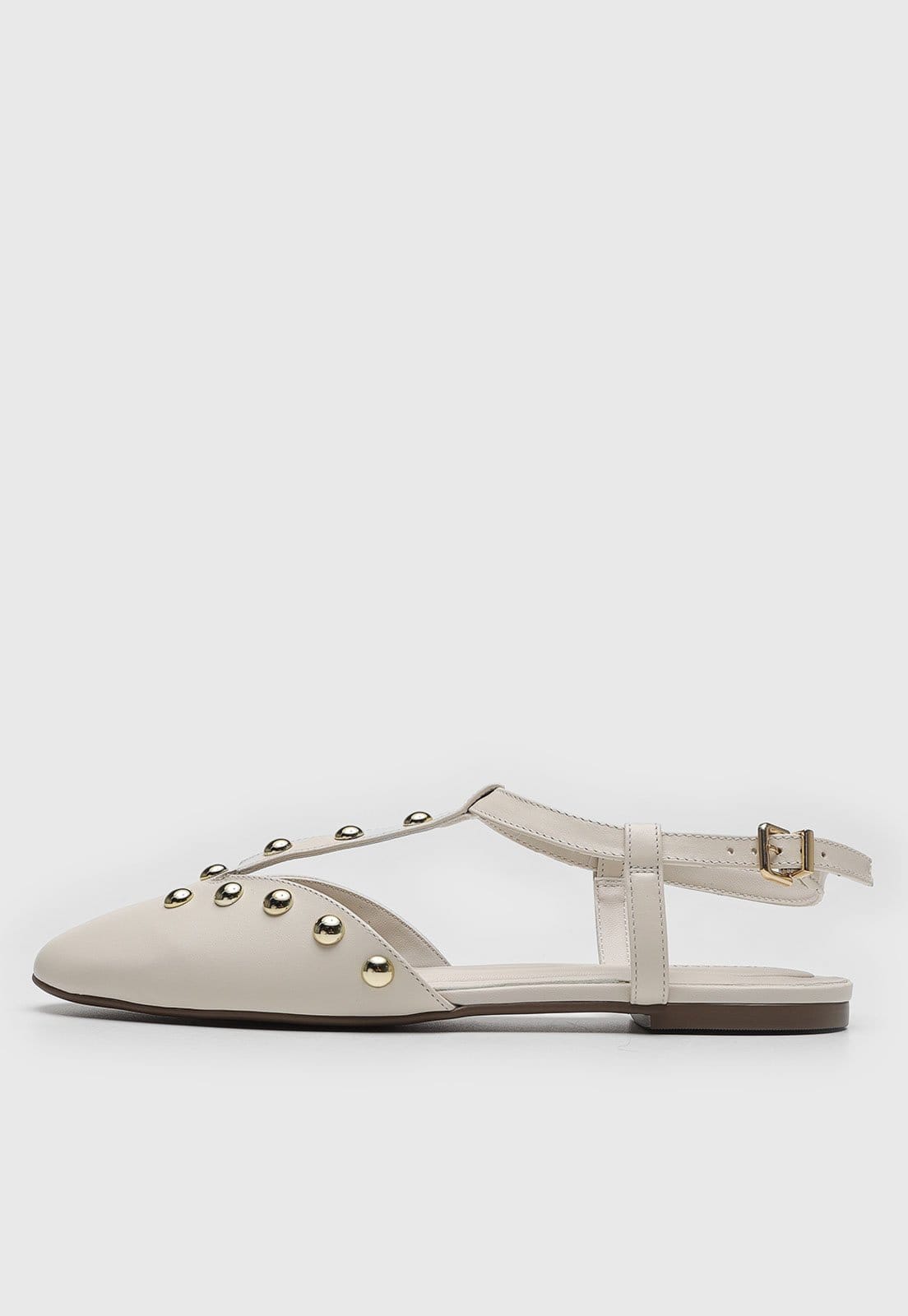 Vista principal Slingback Feminino Loucos e Santos Tacha Dourada Off-White Loucos e Santos off-white white