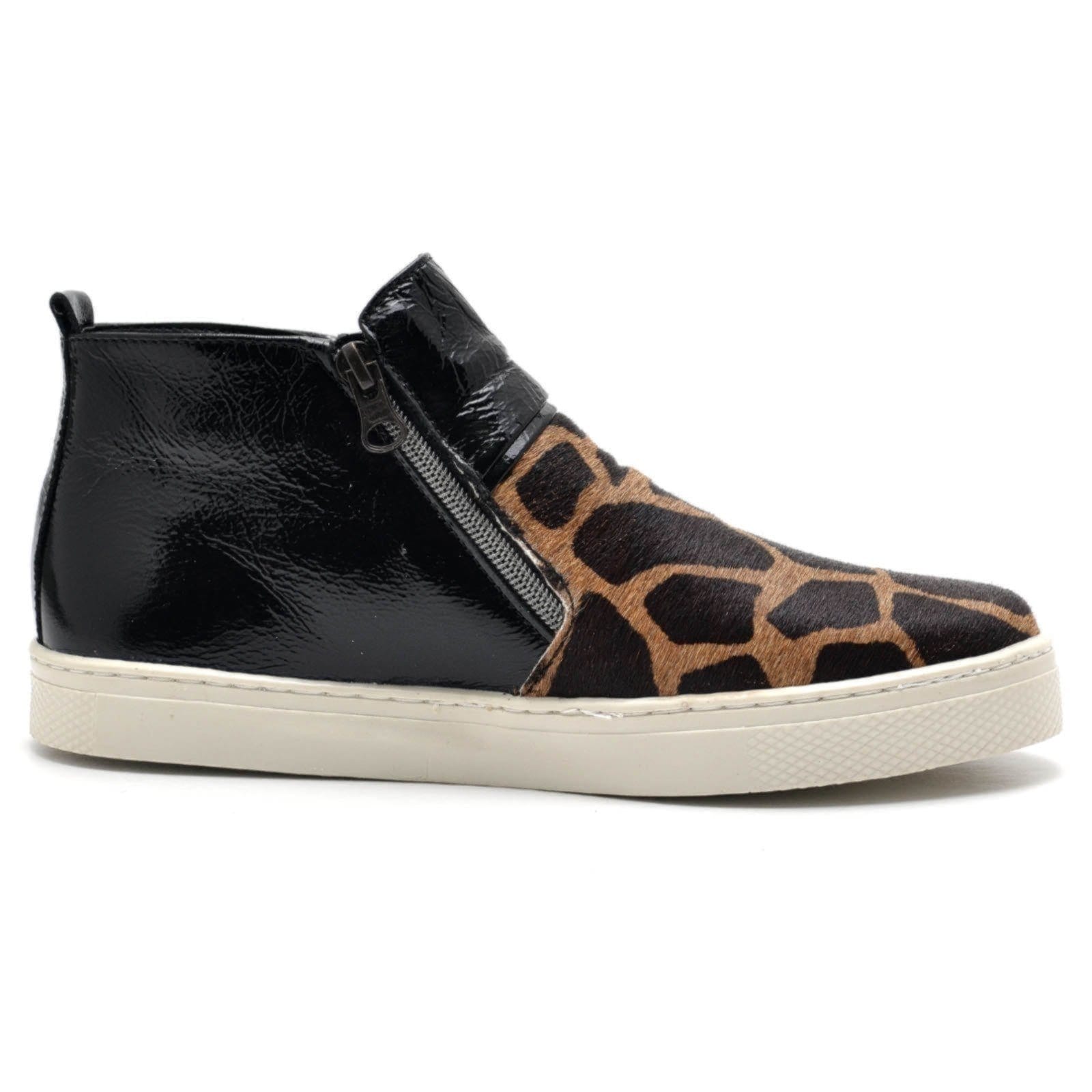 Vista 2 Tênis Slip on Cano Alto Casual Couro Animal Print Girafa Nine4 preto