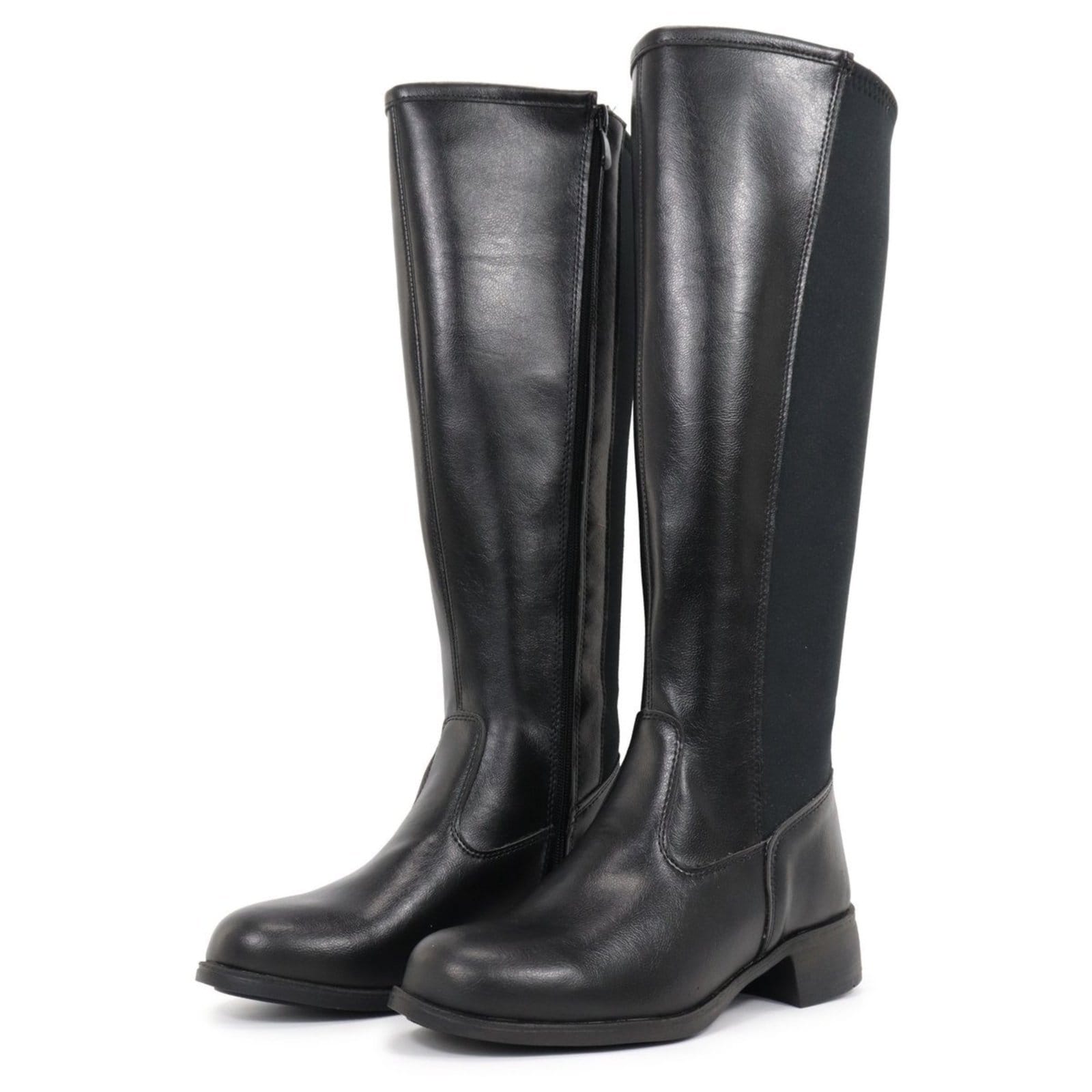 Bota Feminina Cano Longo Alto com ELastico Casual Confortavel Preta