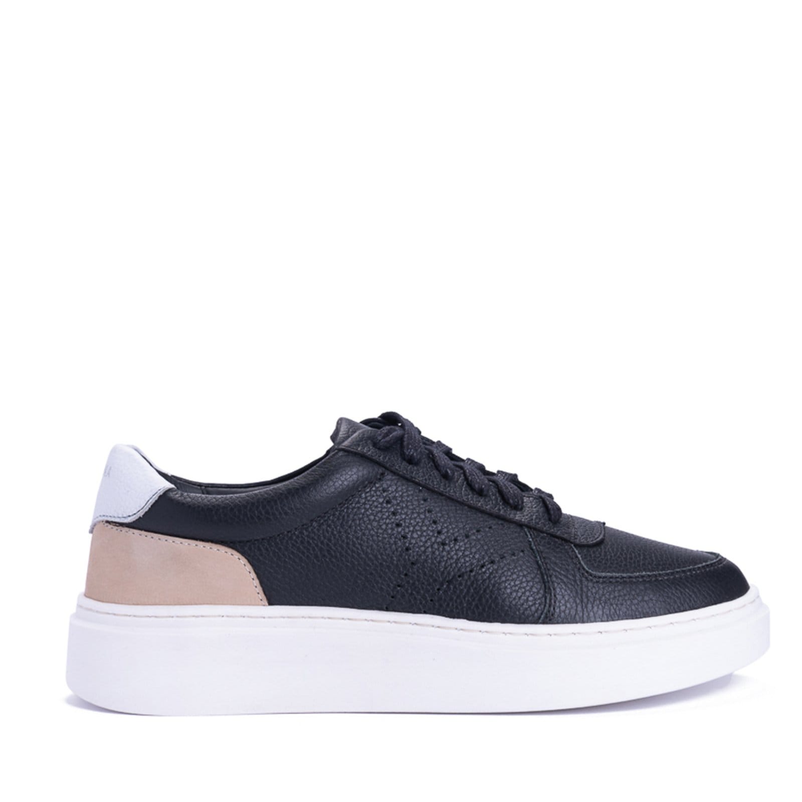 Vista 2 Tênis MY.NA Y4 Couro Legítimo com detalhes em Branco e Bege MY.NA preto