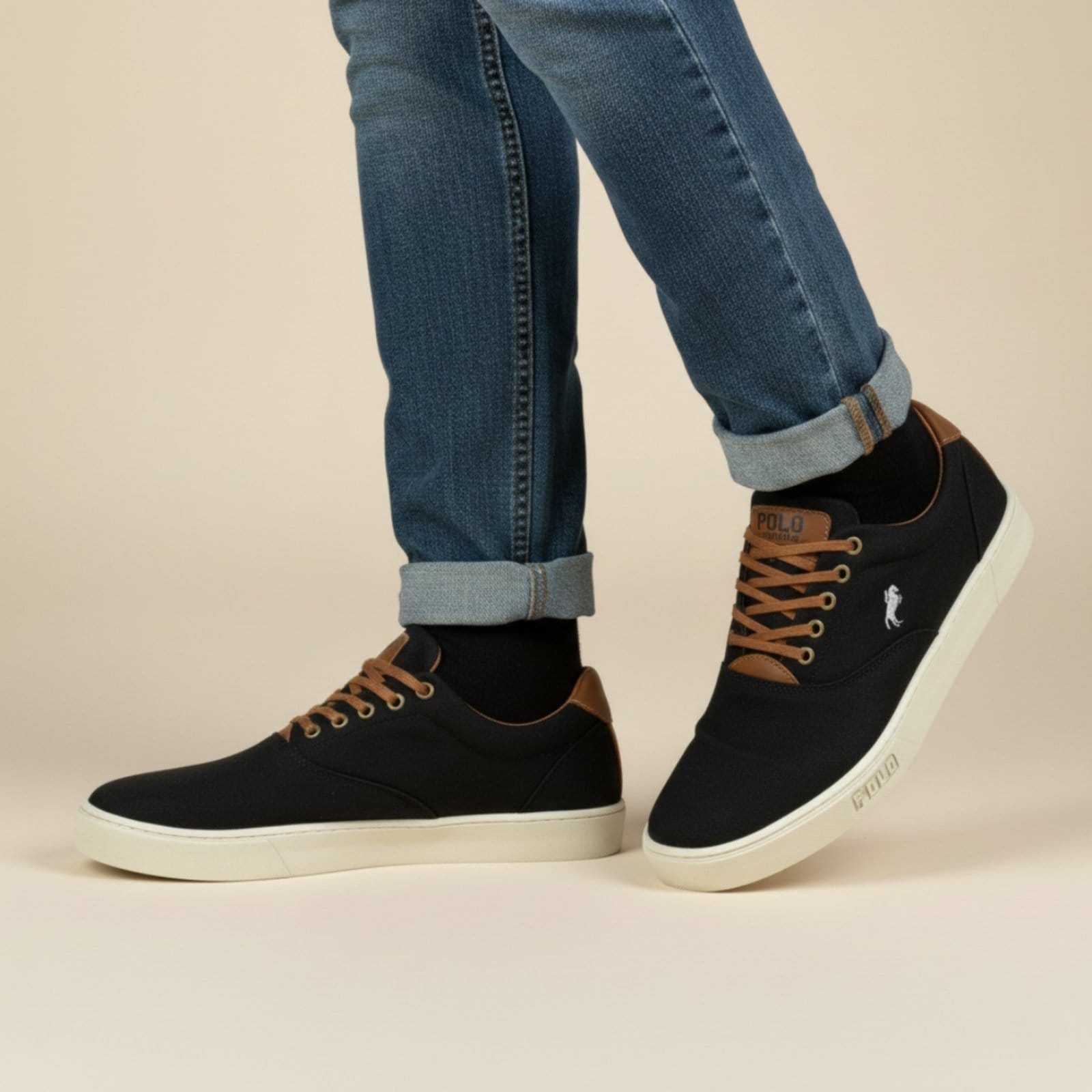 Vista 2 Sapatênis Masculino Tênis Sneakers Polo White Casual Confortável Preto Sapatofran preto white