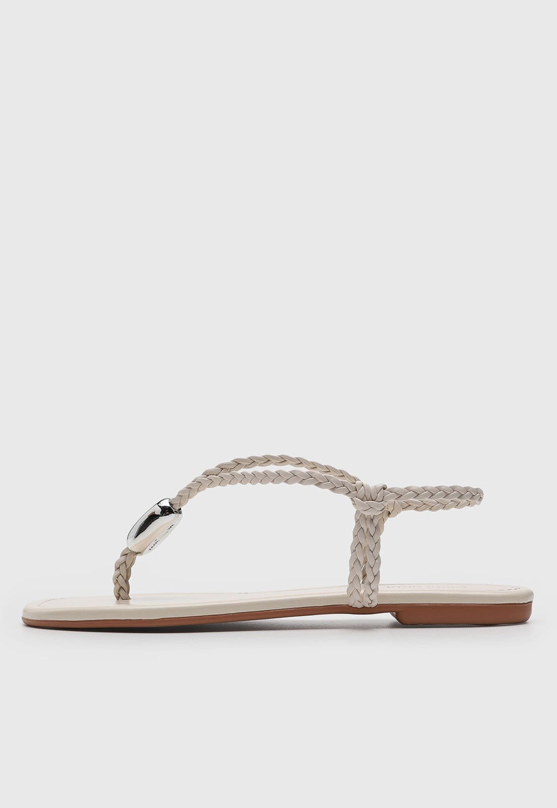 Rasteira Feminina Santa Lolla Tiras Trançadas Off-White