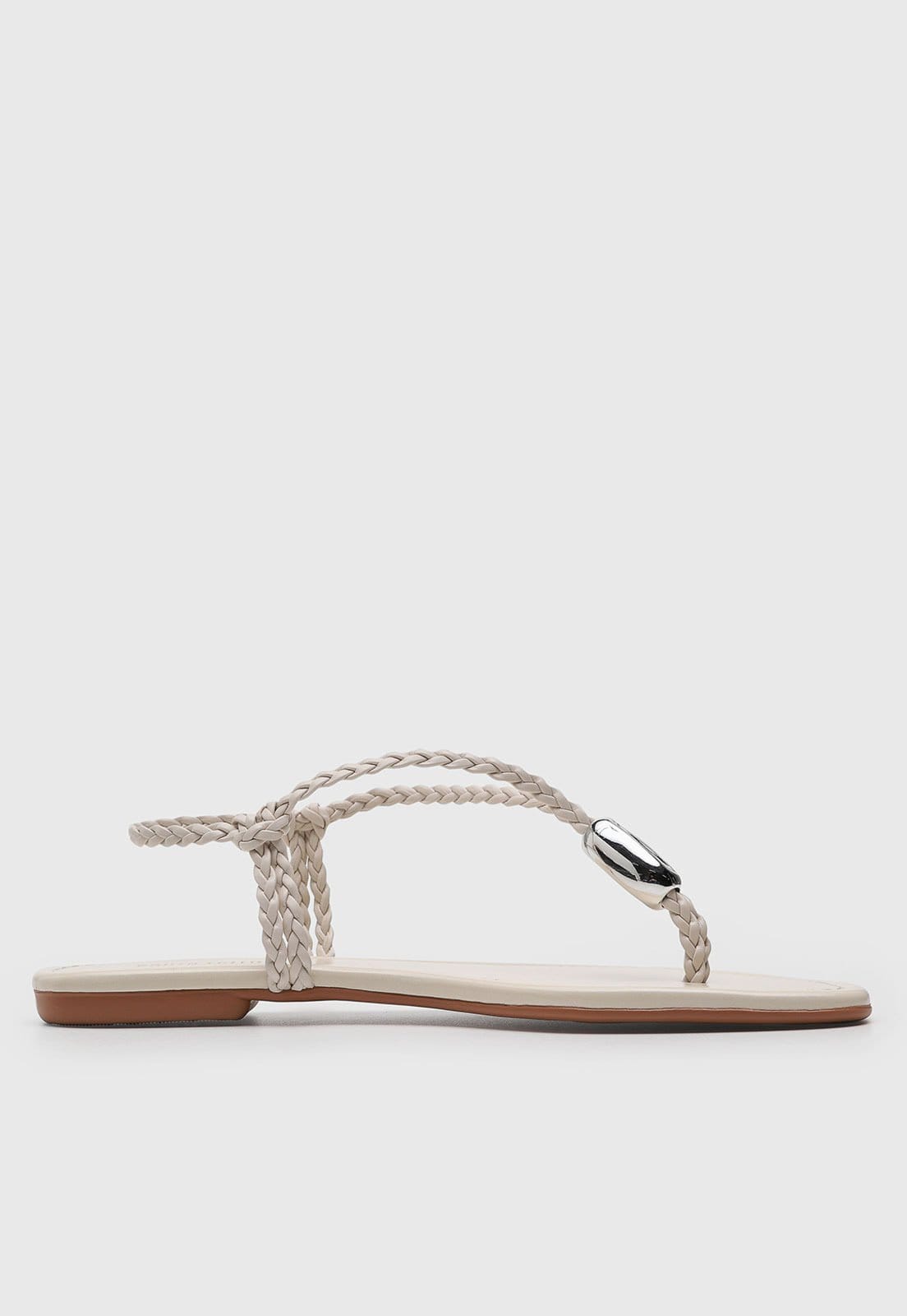 Vista 2 Rasteira Feminina Santa Lolla Tiras Trançadas Off-White Santa Lolla off-white white