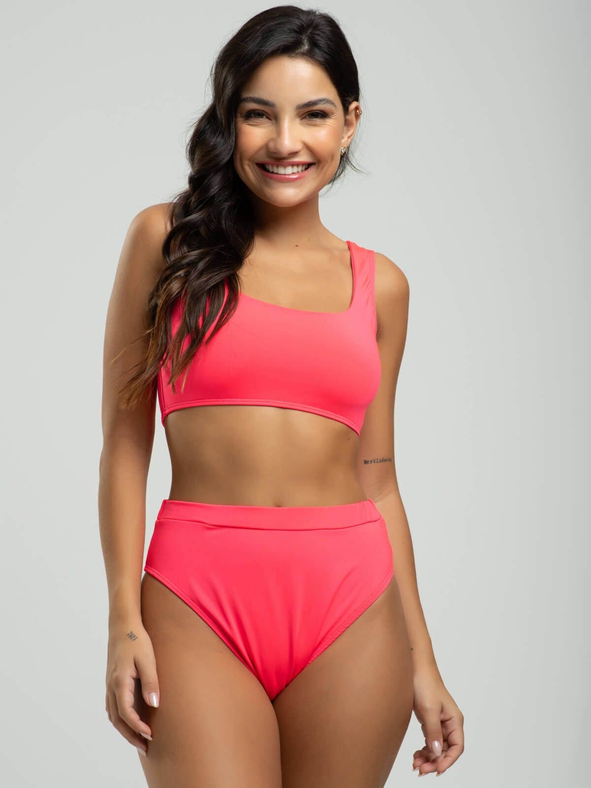 Vista 2 Biquini Regata Calcinha Hot Pants Bojo Removivel Proteção Uv 50+ Vicbela Rosa Vicbela pink/rosa rosa