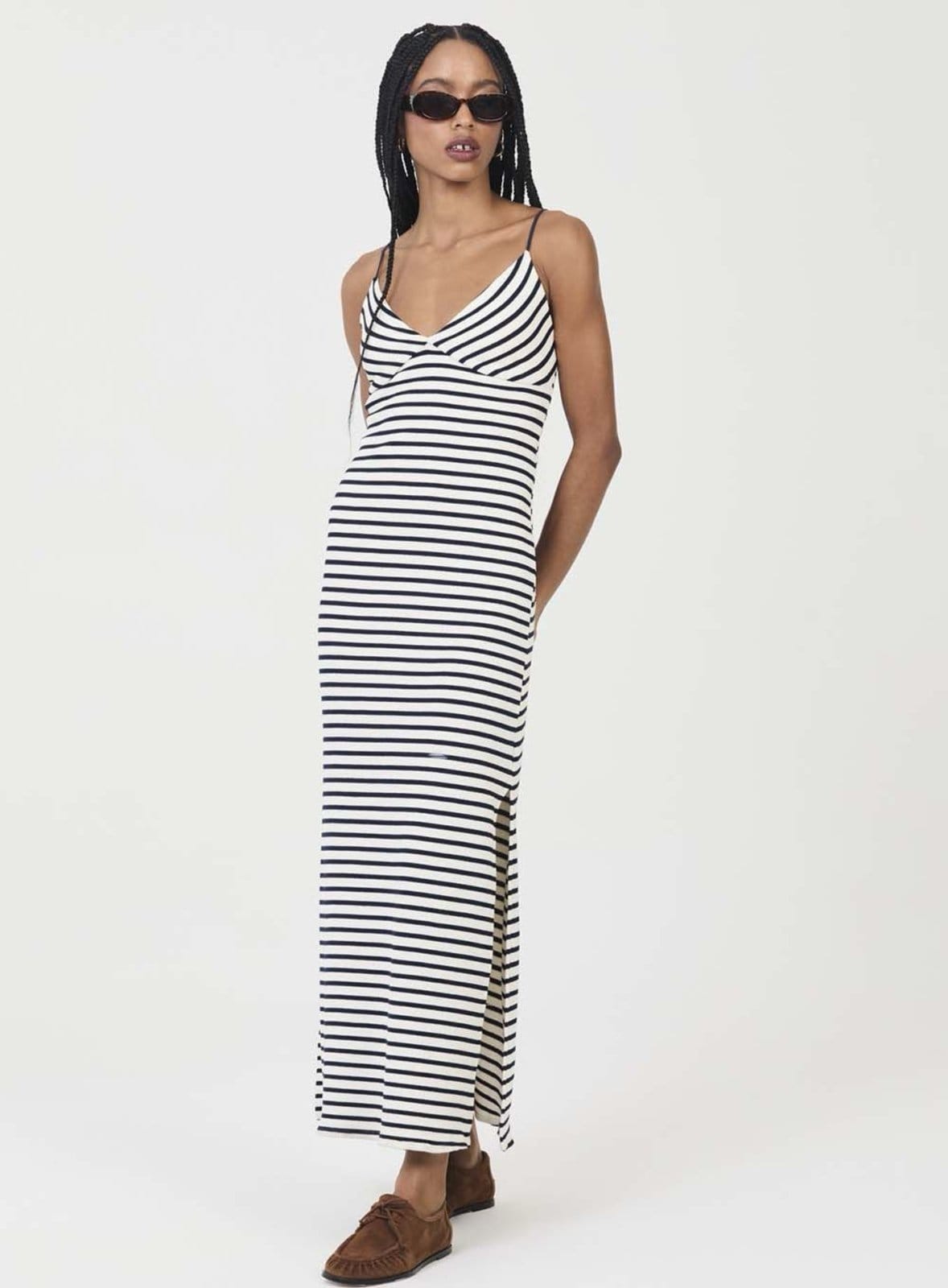 Vestido Slim Tricot Listrado Colcci CLC Off/Marinho