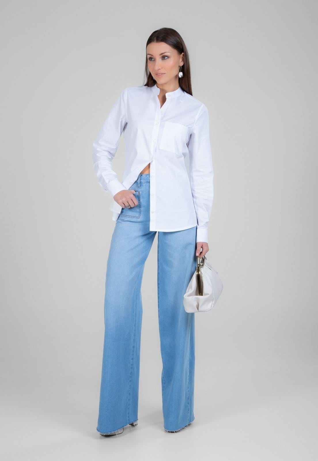 Calça Jeans Traymon Pantalona Zíper Claro