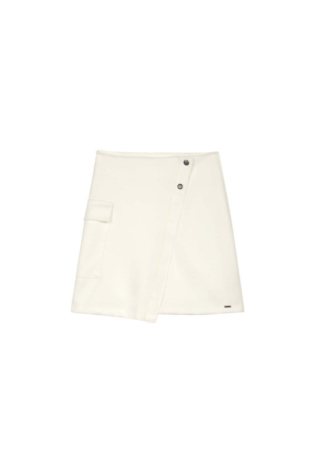 Vista 2 Saia Feminina Assimétrica Com Bolso Marialícia Marialícia bege