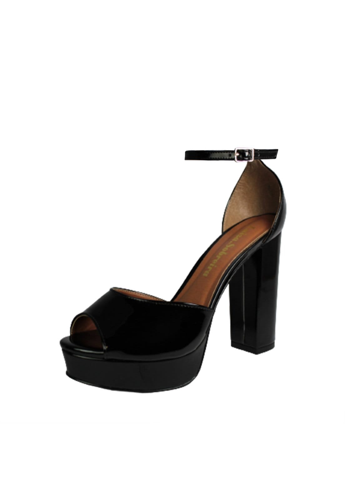 Meia Pata Salto Alto Grosso Luiza Sobreira Verniz Mod. 4062