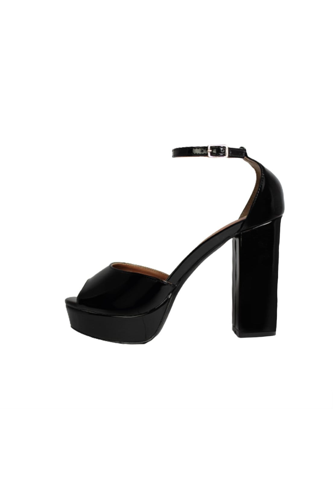 Vista 2 Meia Pata Salto Alto Grosso Luiza Sobreira Verniz Mod. 4062 Luiza Sobreira preto