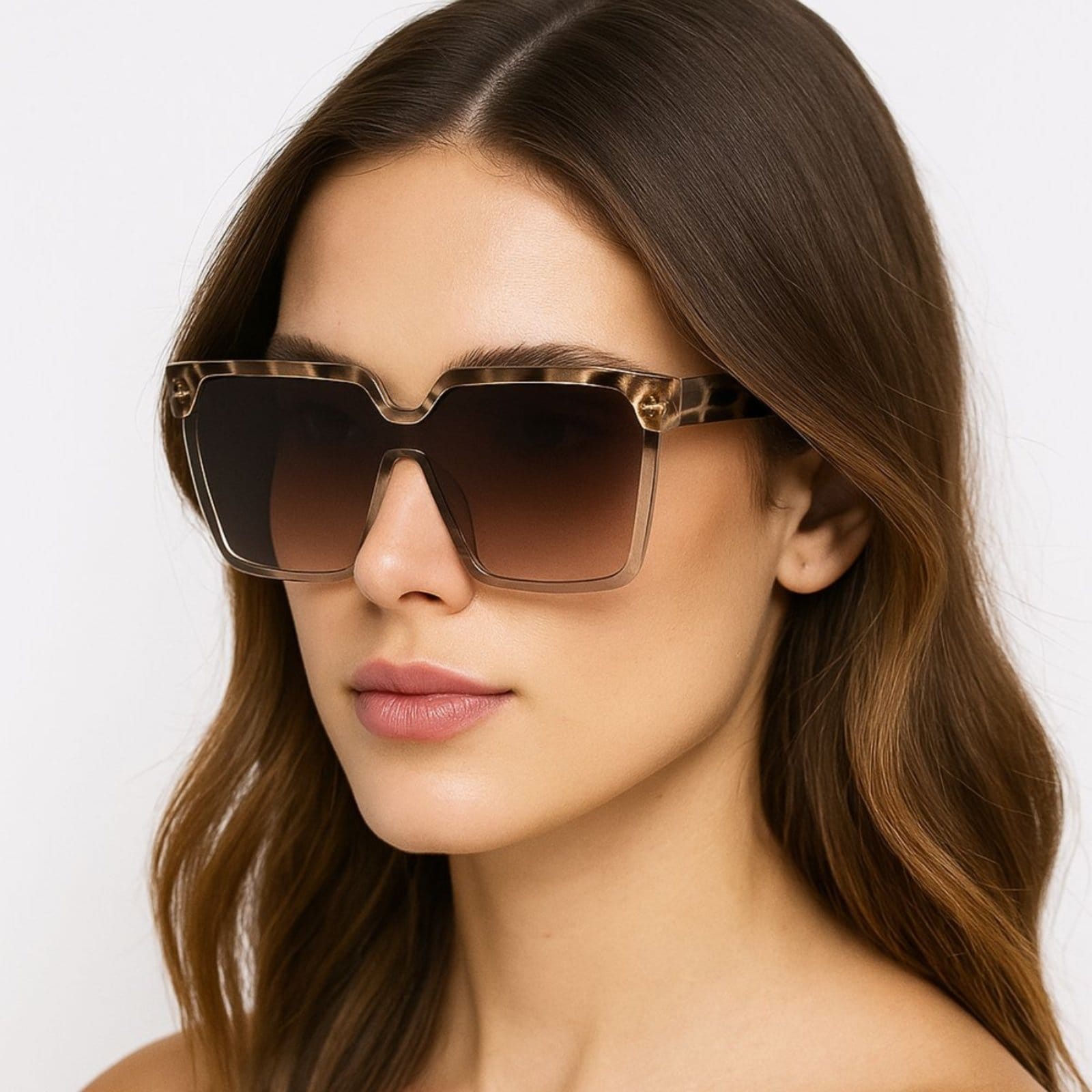 Óculos de Sol Feminino Quadrado Marmorizado