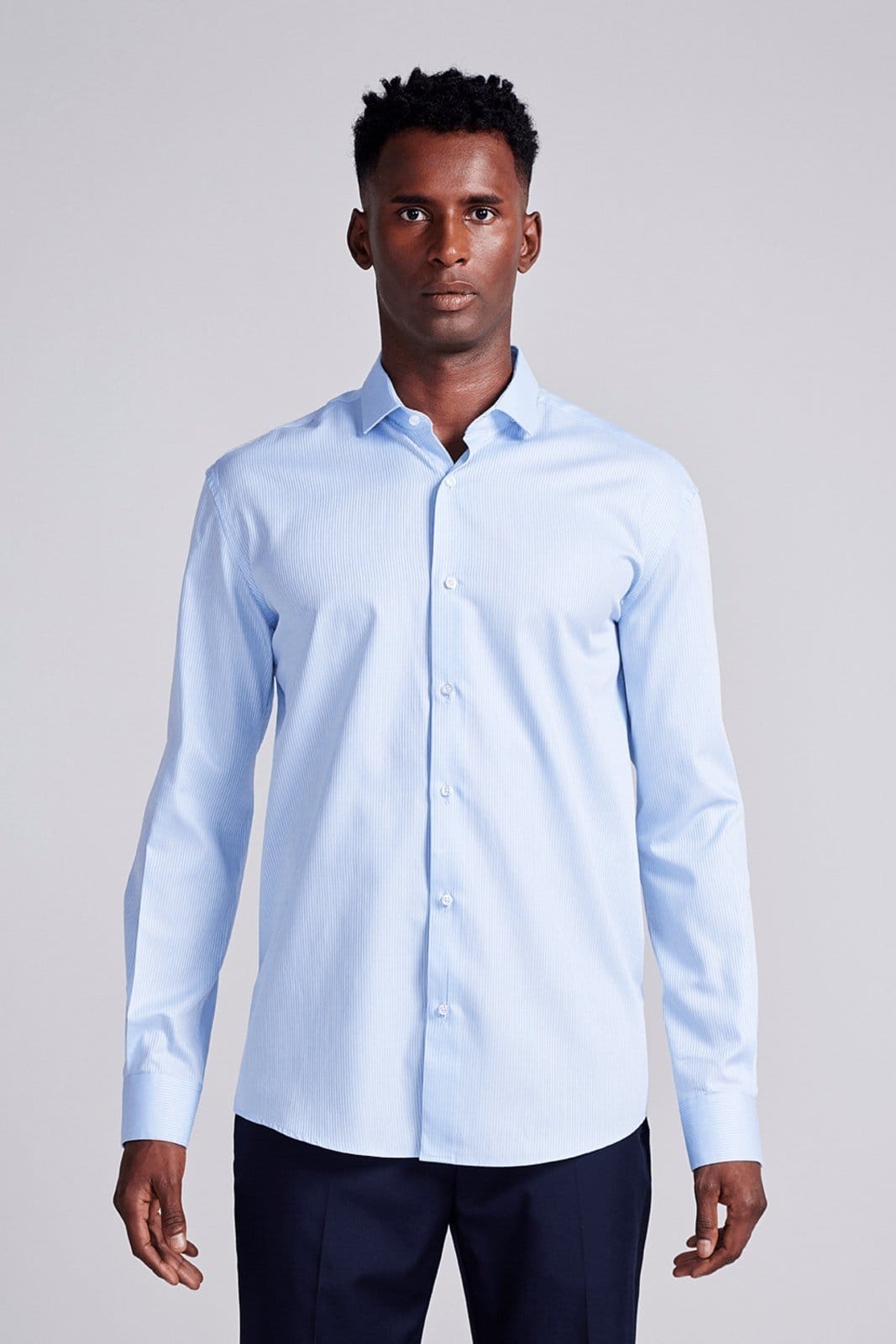 HIGHSTIL Camisa Social Algodão Pima Comfort Listrada Claro