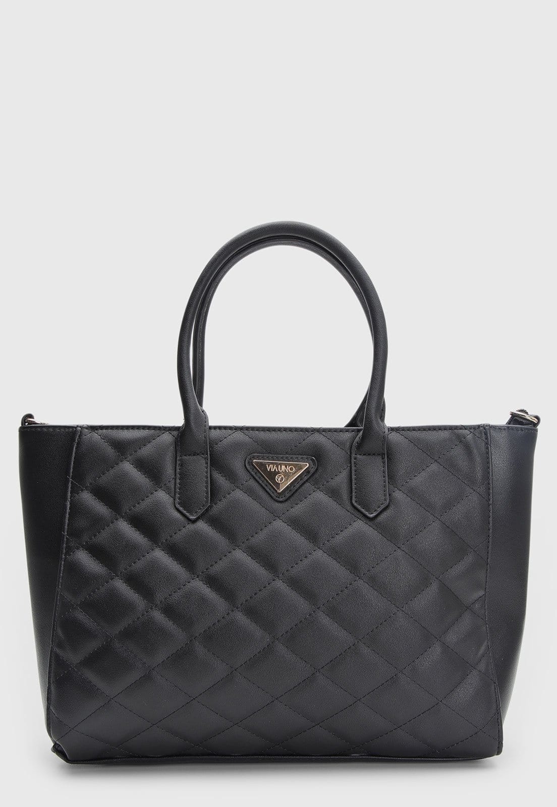 Vista 2 Bolsa Grande Feminina Via Uno Matelassê Preta VIA UNO preto