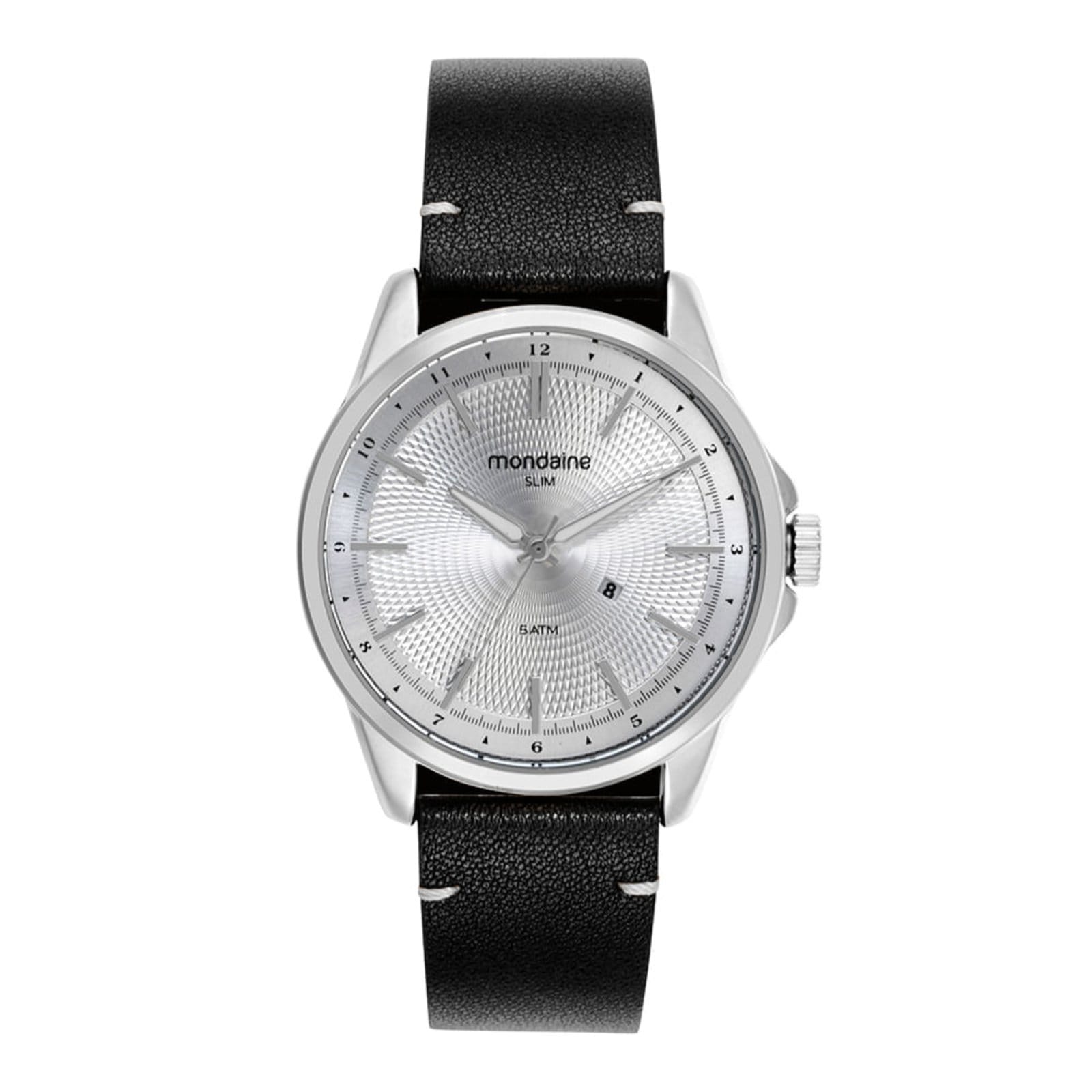 Vista principal Relógio Masculino Calendário Couro Genuíno Mondaine preto