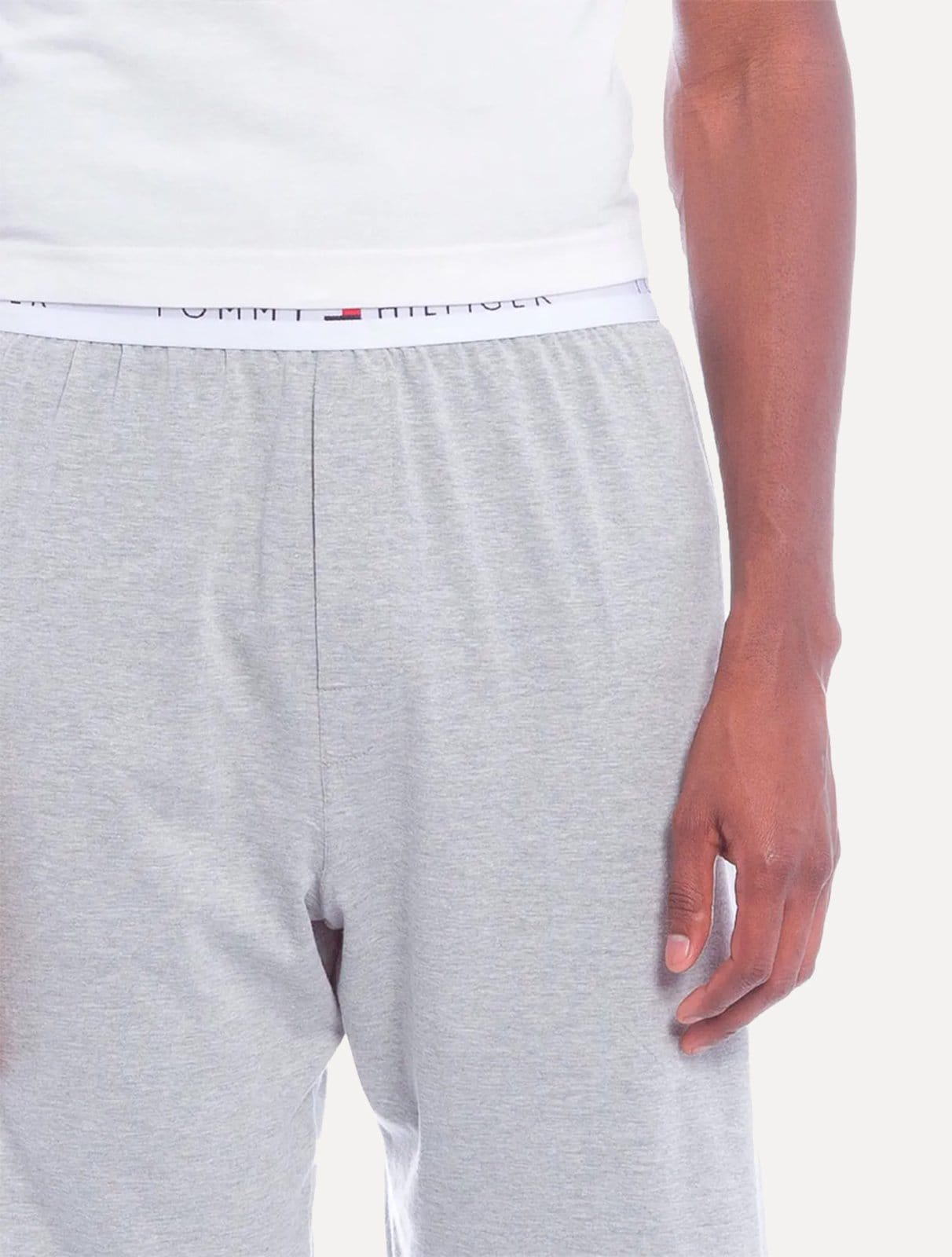 Vista 2 Short Tommy Hilfiger Masculino Sleepwear Logo Lounge Mescla Tommy Hilfiger cinza