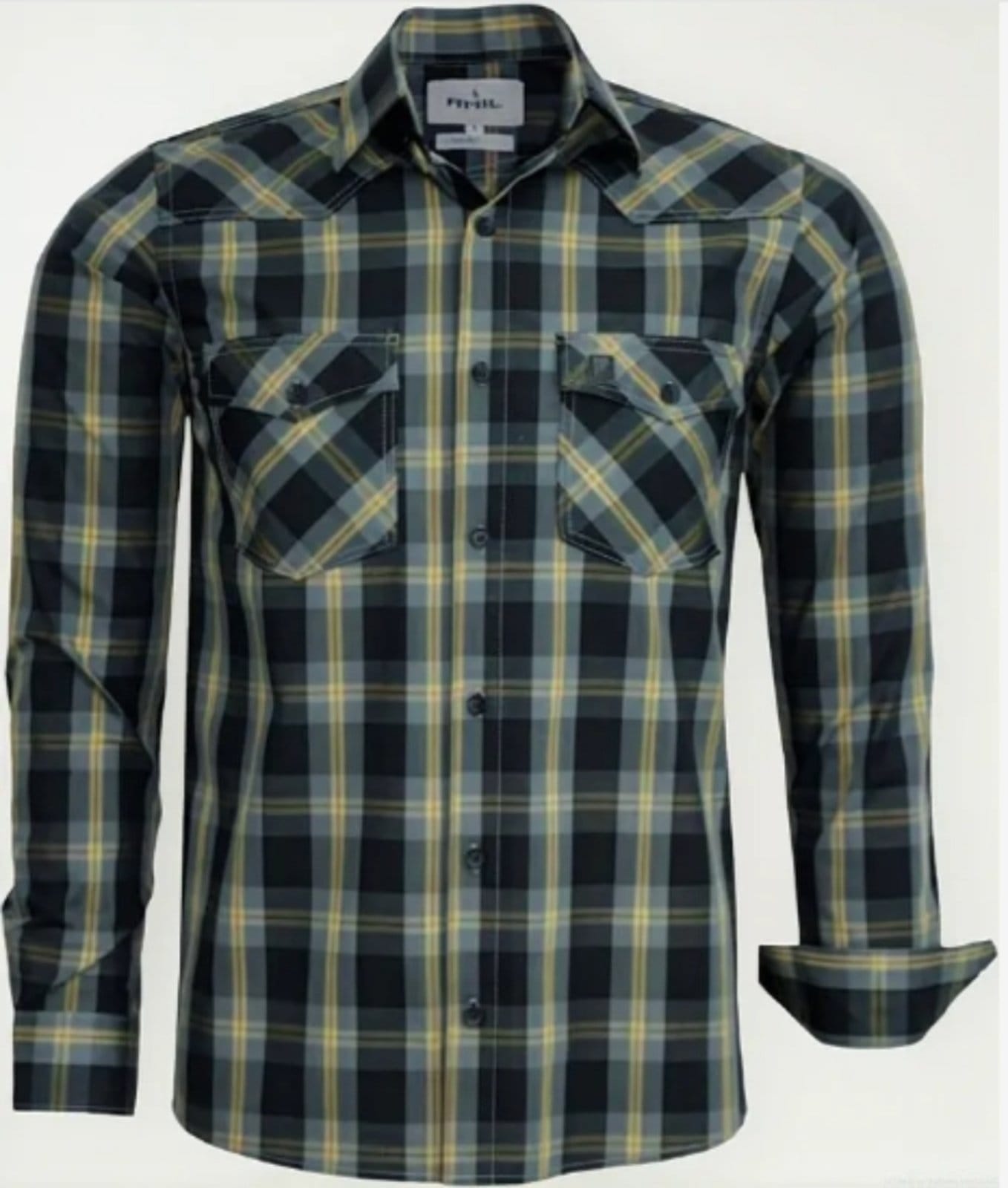 Camisa Casual Xadrez Amil Nori 2 Bolsos Comfort Algodão Manga Longa Luxo Cor01