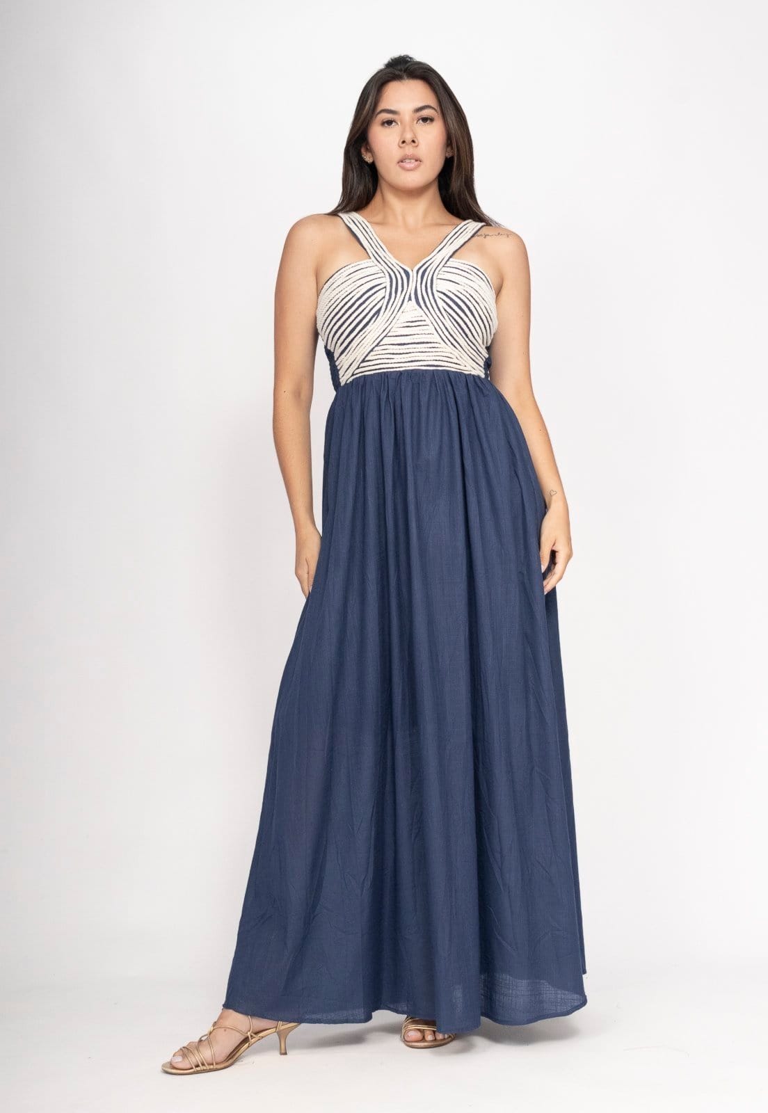 Vista 2 Vestido CabanaFree Alvorada Longo Profundo Cabanafree azul