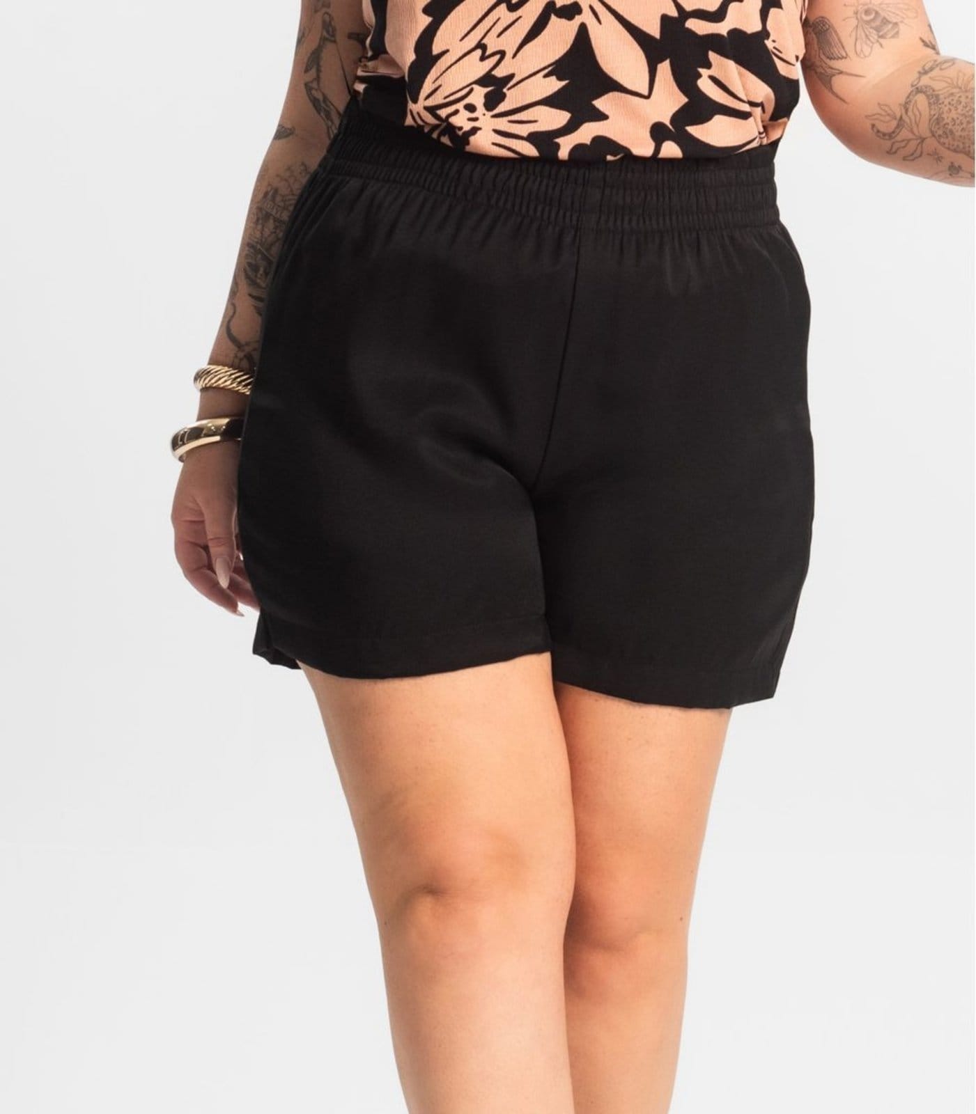 Vista 2 Shorts Tecido Favo Plus Size Secret Glam Secret Glam preto