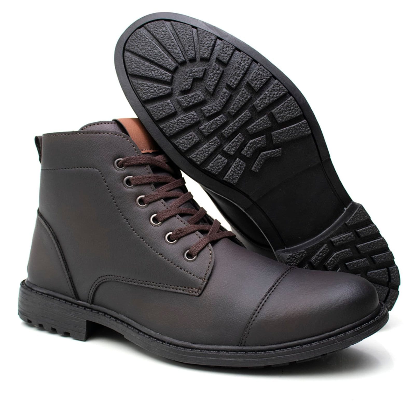 Vista 2 Bota Coturno Casual Cano Curto Masculino Nine4 Macio Confortável Nine4 café/marrom