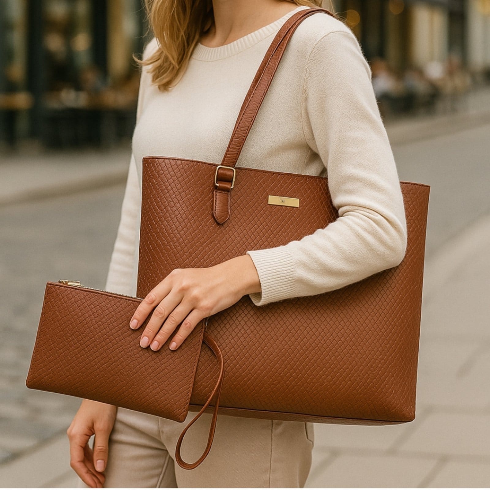 Bolsa Shopping Com Alça De Ombro Amplo Espaço Interno Nécessaire