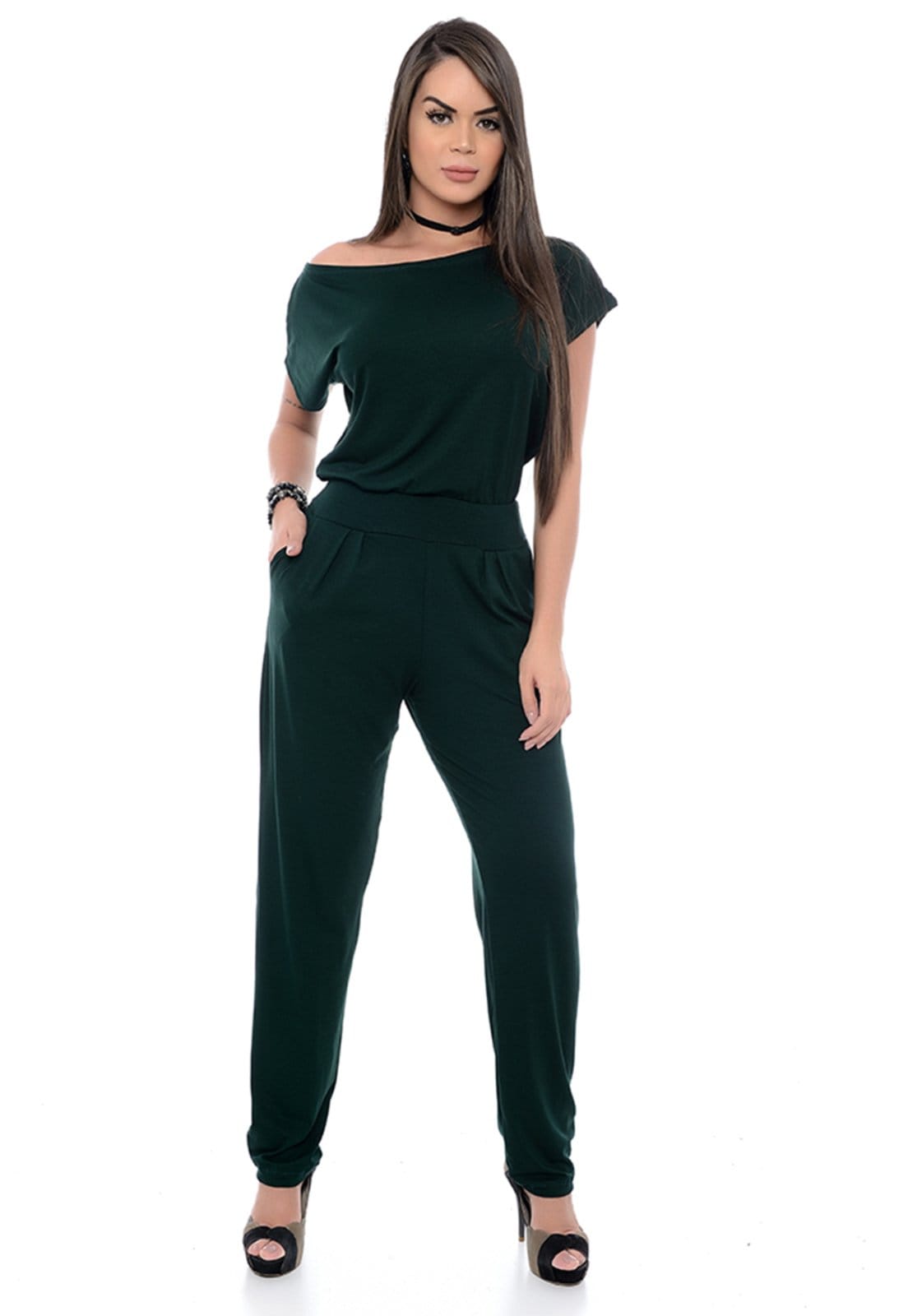 Vista principal Macacão B Bonnie Longo Canoa Musgo BBonnie verde