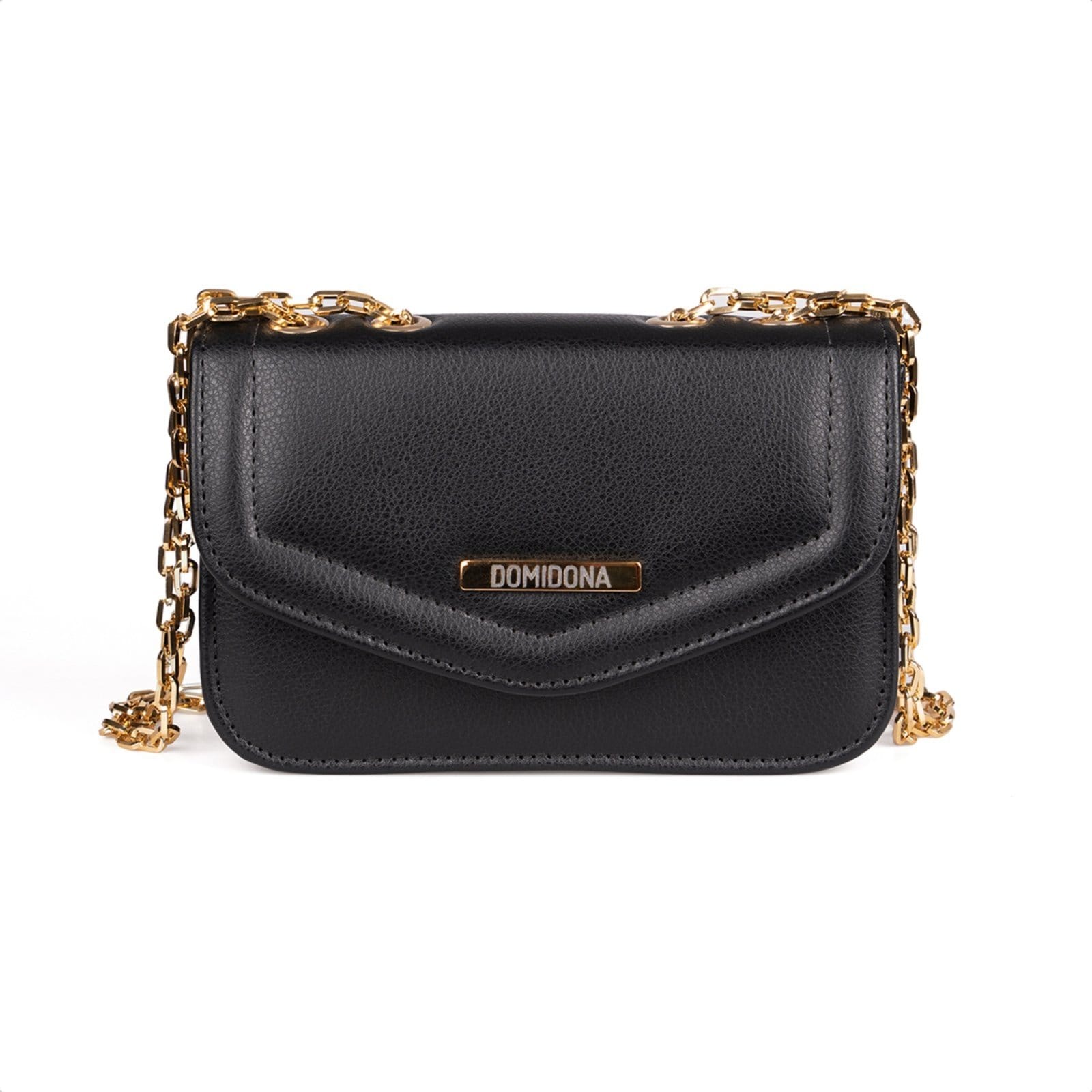 Bolsa Feminina Domidona Mini Bag Preta Pequena com Corrente Dourada