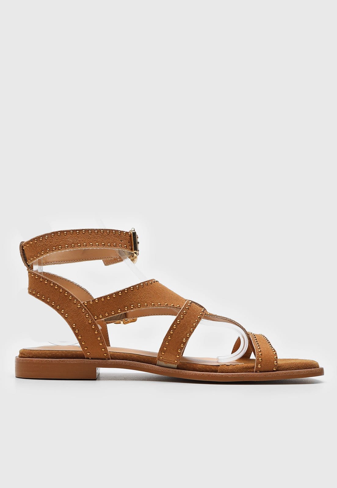 Vista 2 Rasteira Gladiadora Luiza Barcelos Tachas Luiza Barcelos caramelo