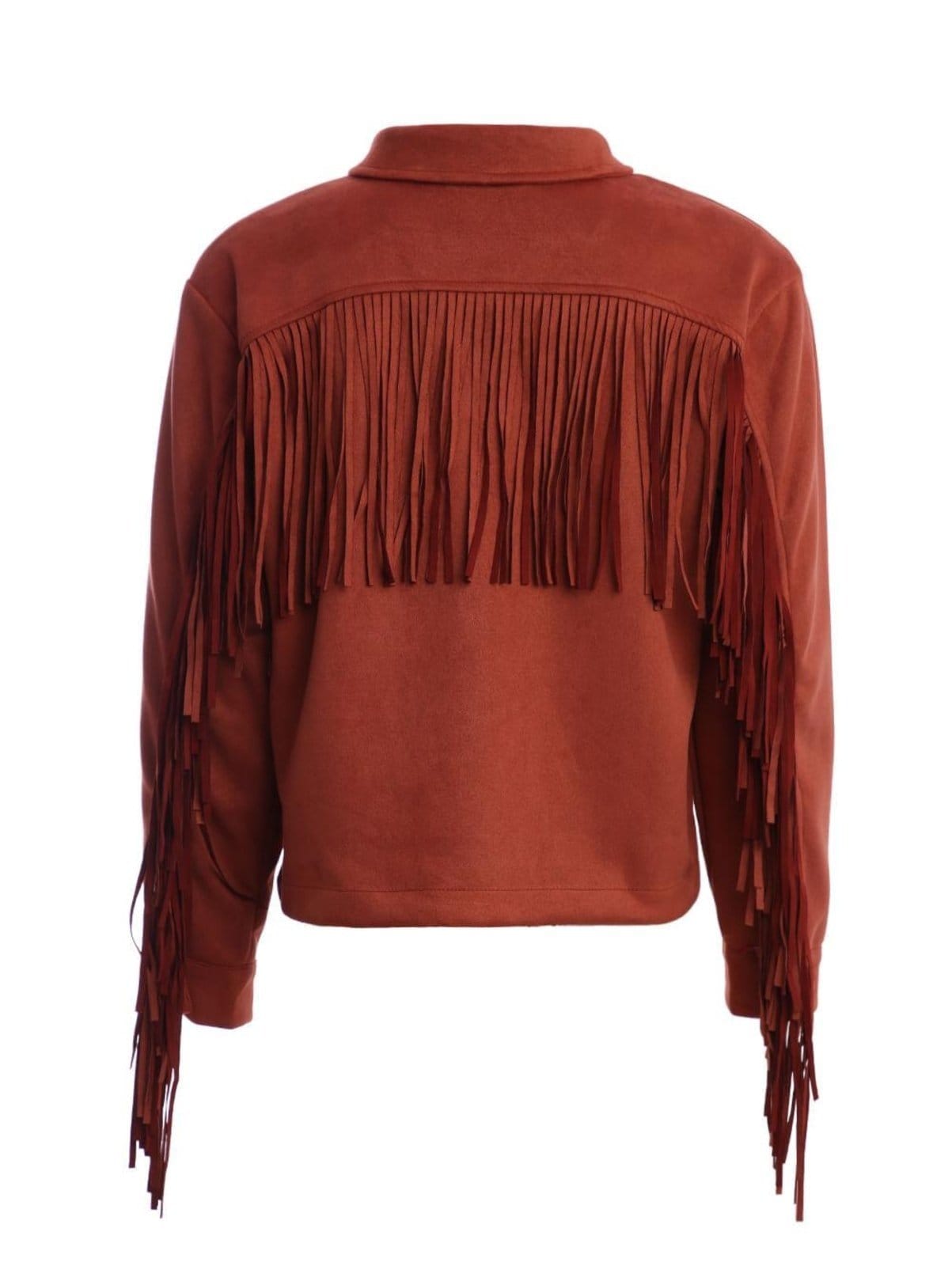 Vista 2 Jaqueta Suede com Franjas Autentique Feminina TELHA Autentique laranja