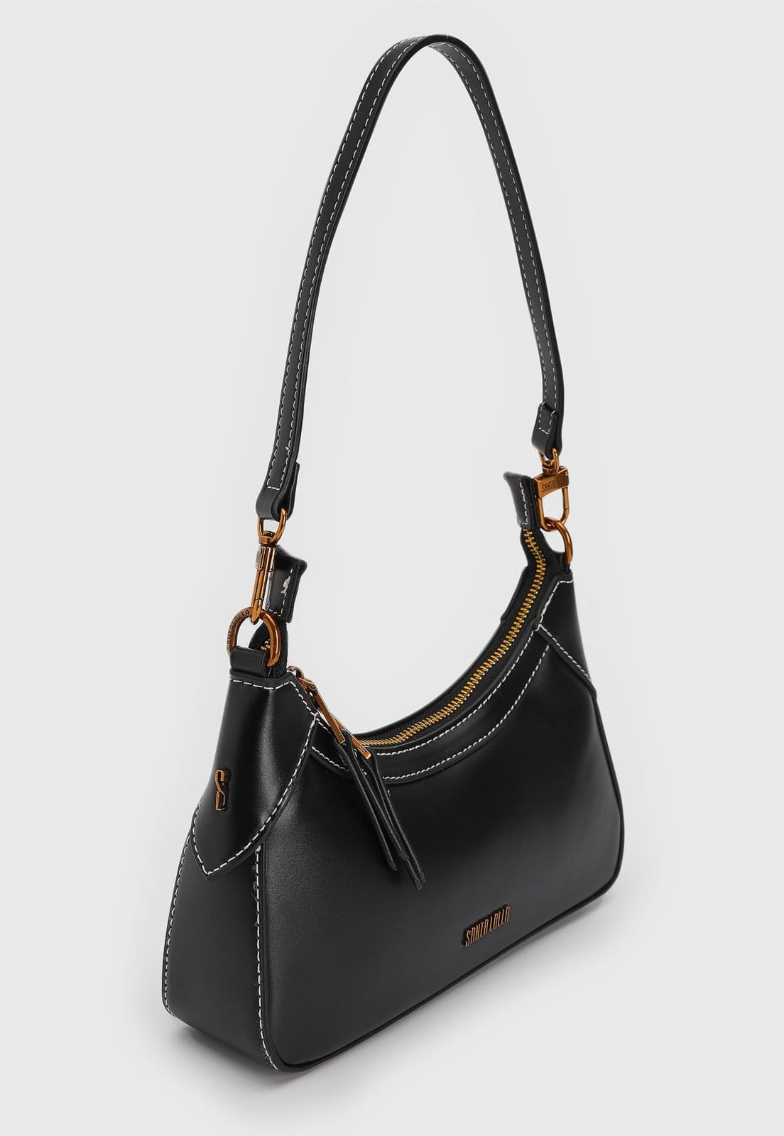 Vista 2 Bolsa Tiracolo Santa Lolla Alça Removivel Preta Santa Lolla preto
