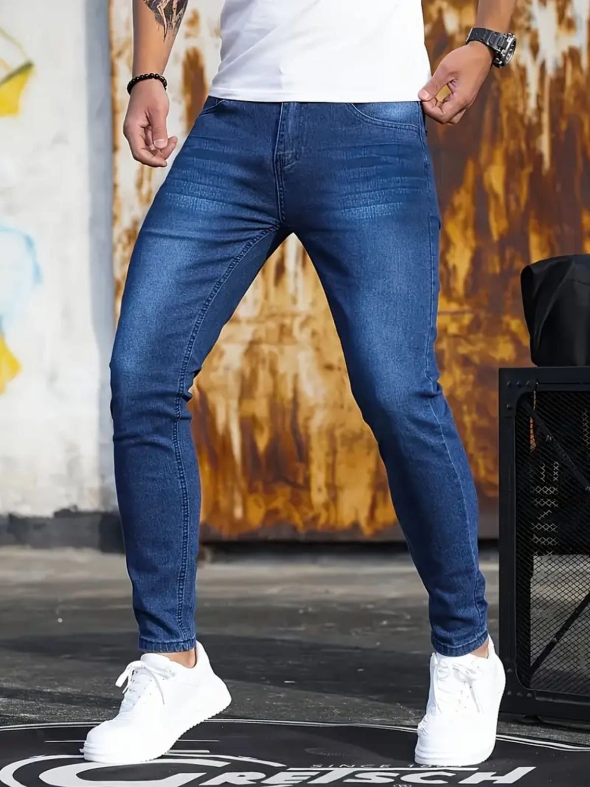Vista 2 Calça Jeans Masculina Skinny Kovali Com Elastano Casual Premium Confortável Escura KOVALI FASHION STORE azul/jeans azul