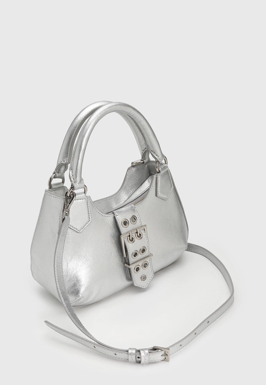 Vista 2 Bolsa Média Feminina Jorge Bischoff Fivela Jorge Bischoff prata