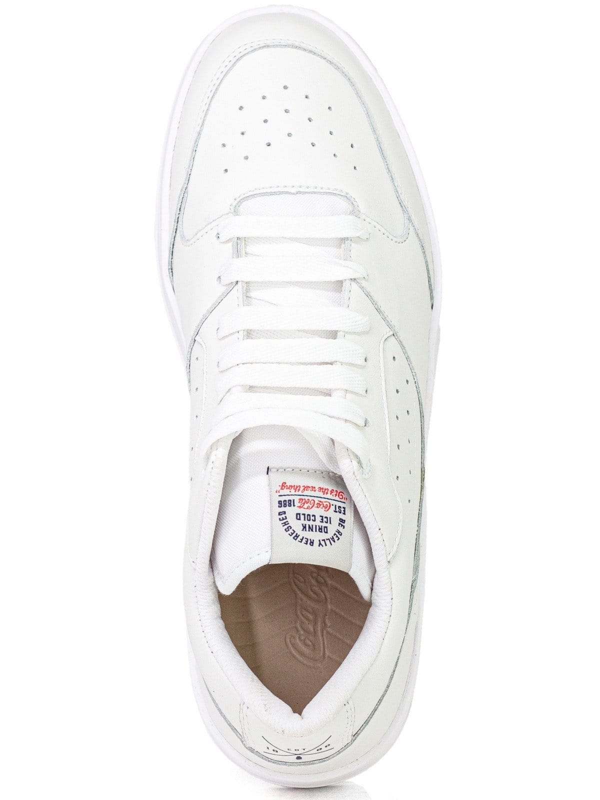 Vista 2 Tênis Masculino Coca Cola March Limited Casual Couro Conforto Cadarço Branco All White Coca-Cola branco white