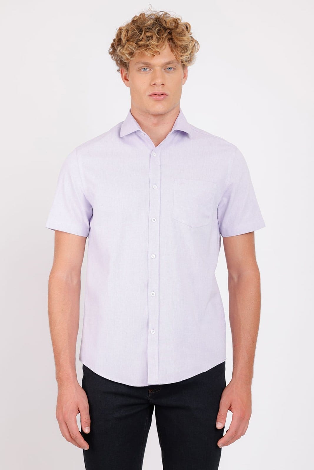 Camisa Regular Bolso Colors Lilás